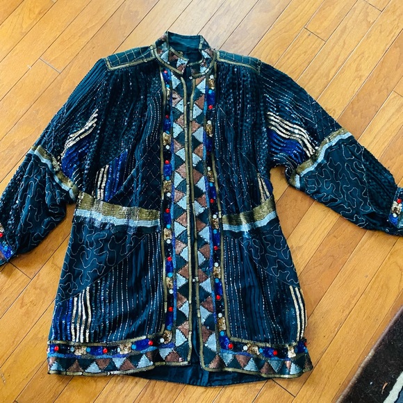 Art Deco Sequin Caftan Kimono Coat - Picture 2 of 16
